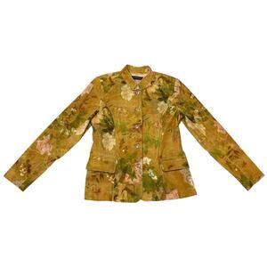 NEW Peruvian Connection Courtiers Jacket Velveteen Peplum Floral Gold US 12